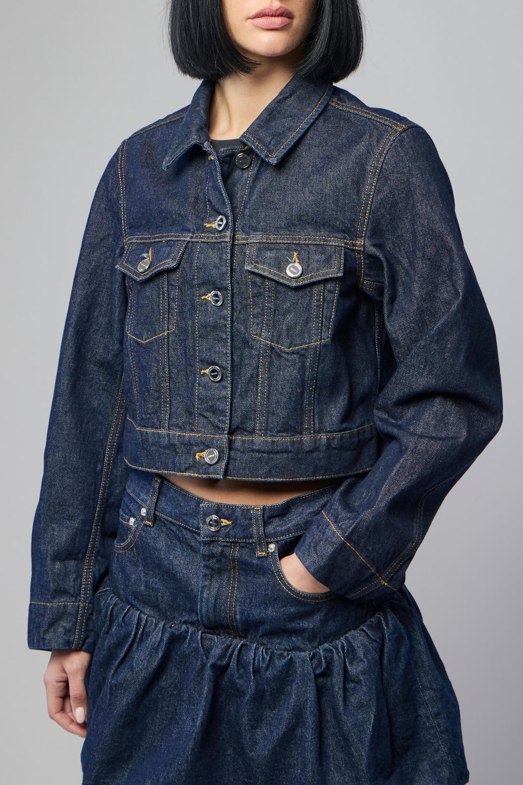 Ganni - Rinse Denim Cropped Jacket - LABELS