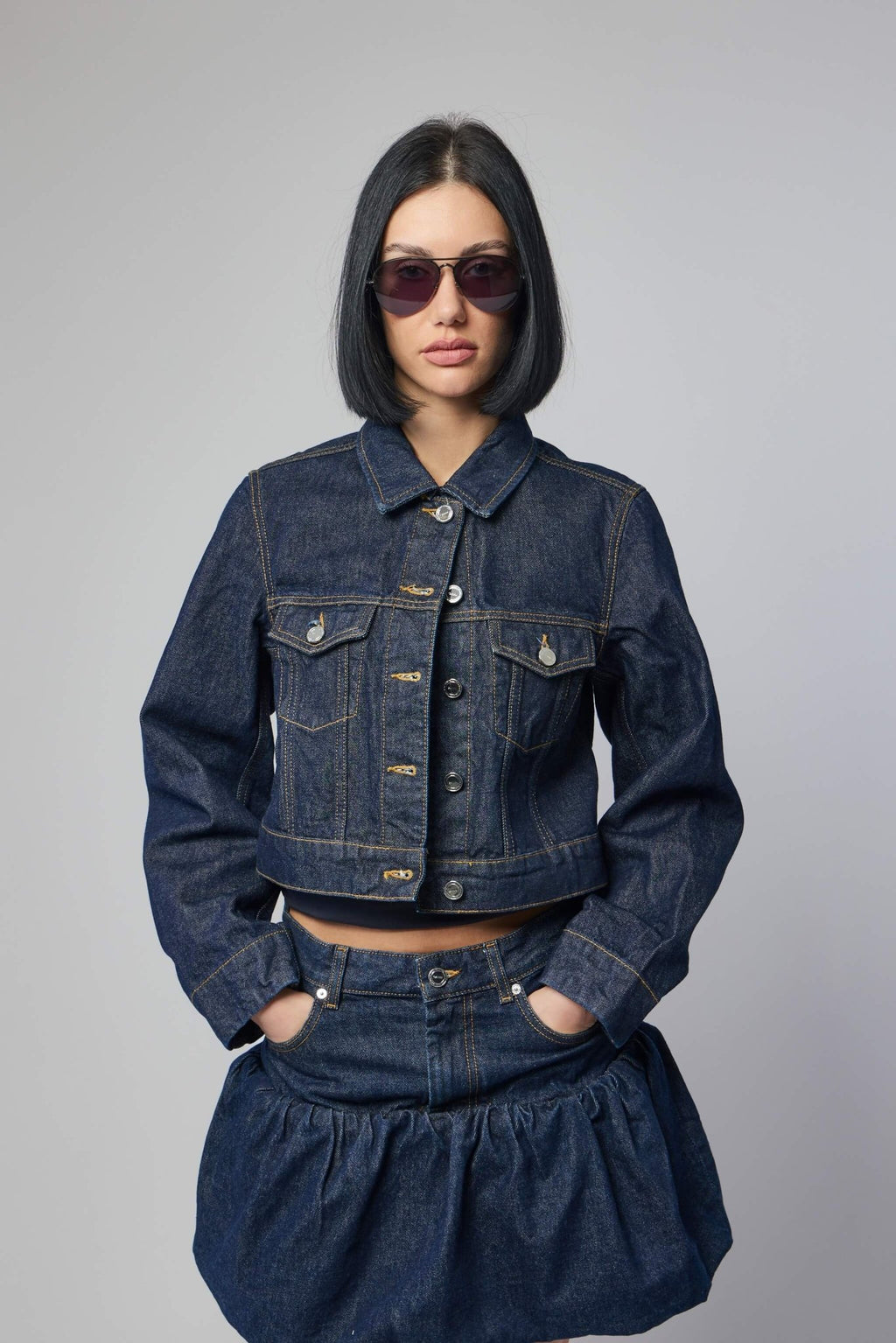 Ganni - Rinse Denim Cropped Jacket - LABELS