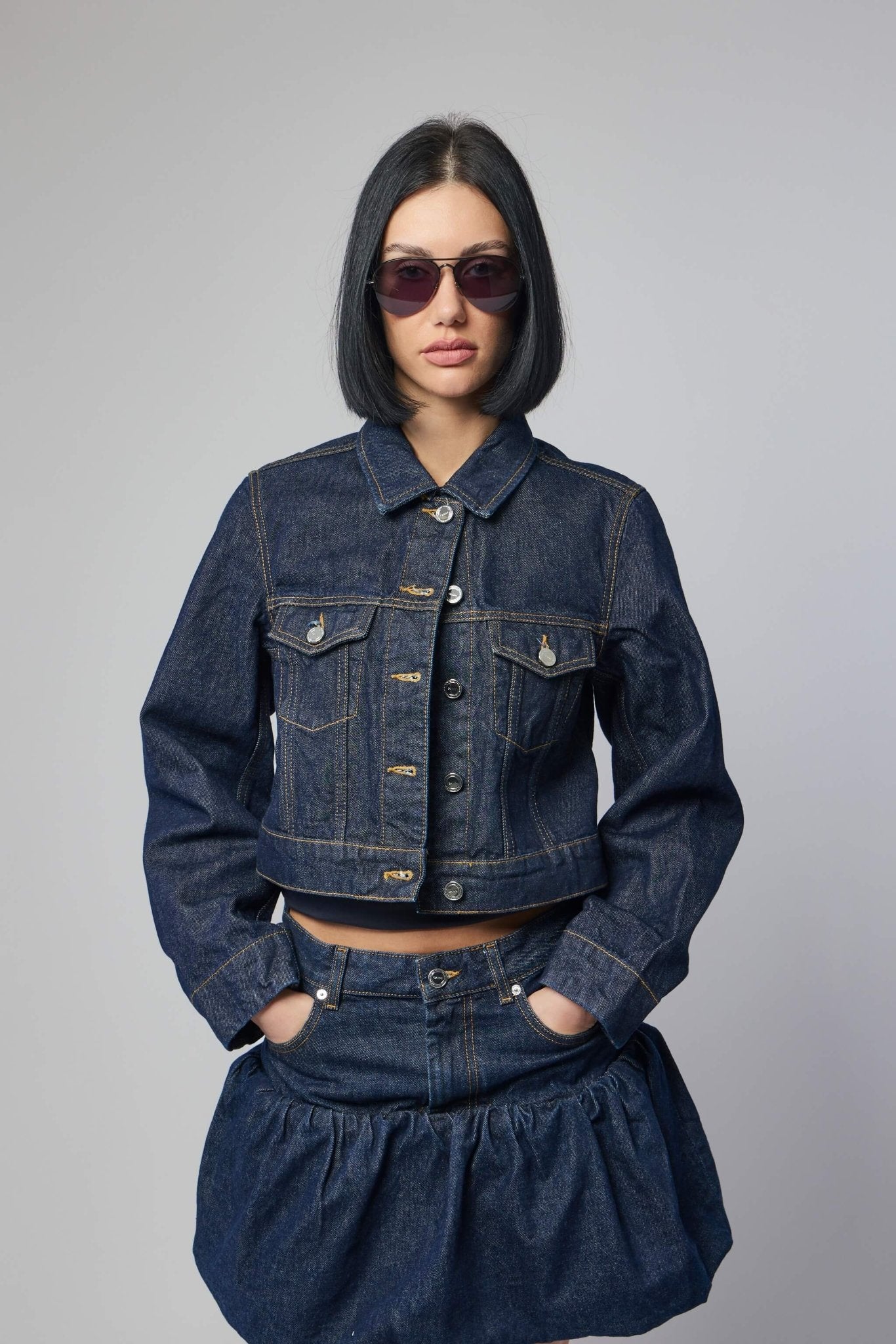 Ganni - Rinse Denim Cropped Jacket - LABELS