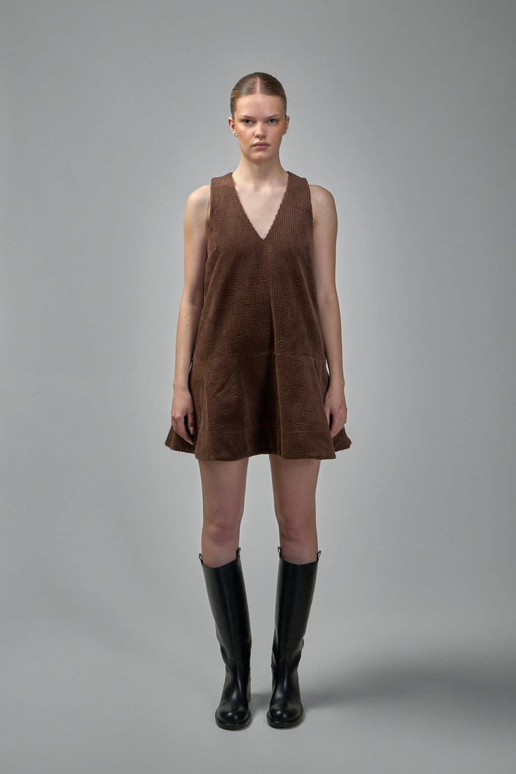 Ganni - Seersucker Corduroy V - neck Mini Dress - LABELS