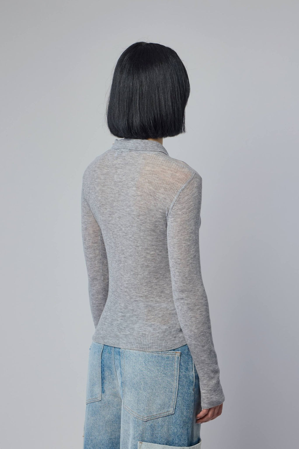 Ganni - Sheer Wool Ribbed Polo - LABELS