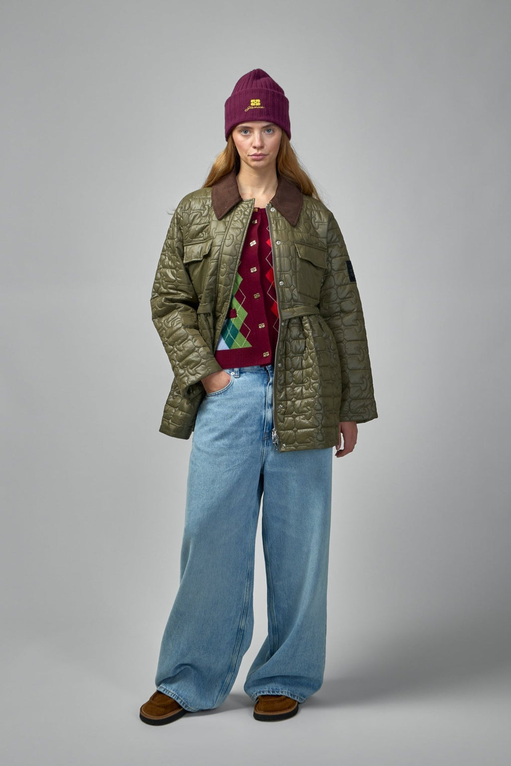 Ganni - Shiny Quilt Midi Jacket - LABELS