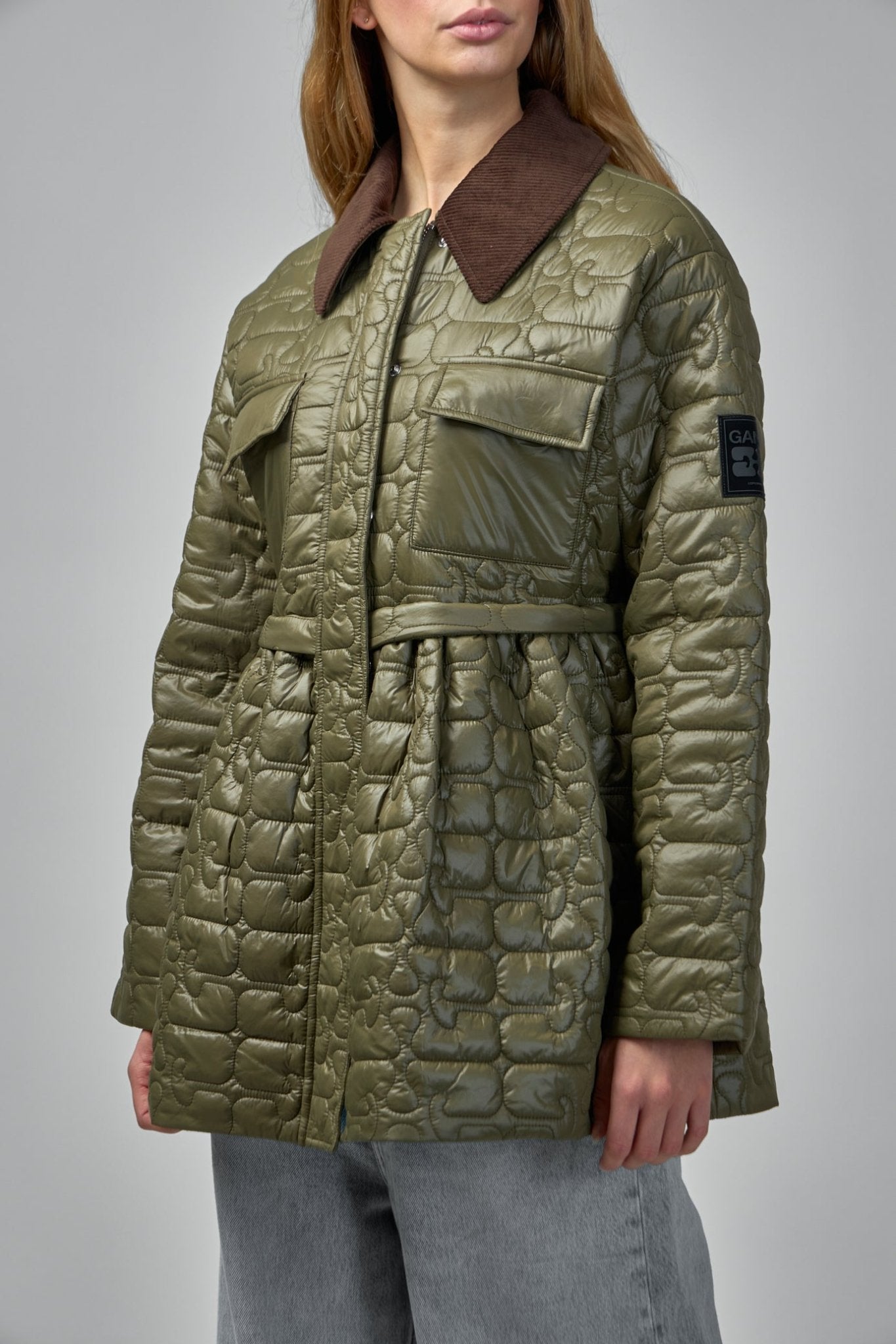 Ganni - Shiny Quilt Midi Jacket - LABELS