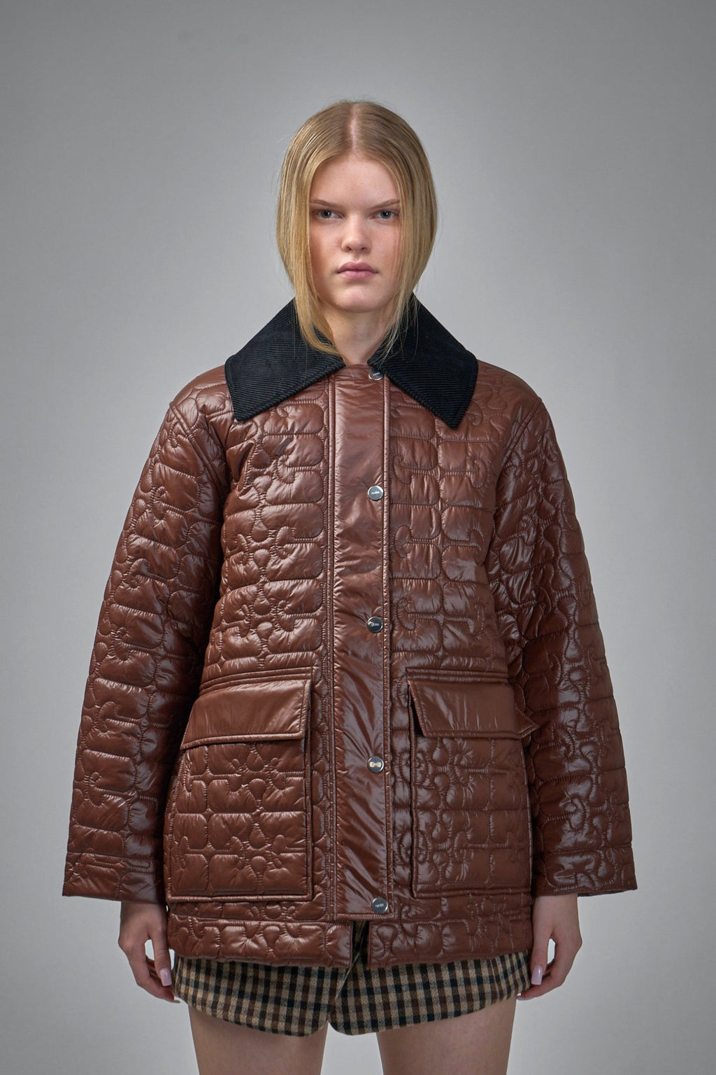 Ganni - Shiny Quilt Midi Jacket - LABELS