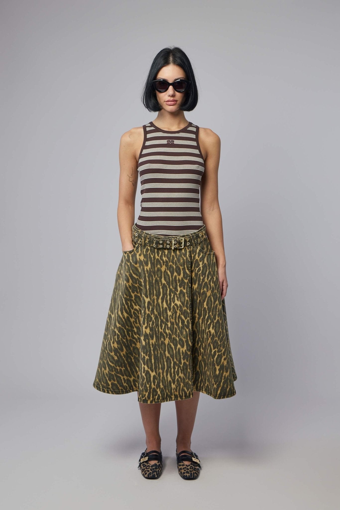 Ganni - Soft Cotton Rib Tank Top Stripe - LABELS