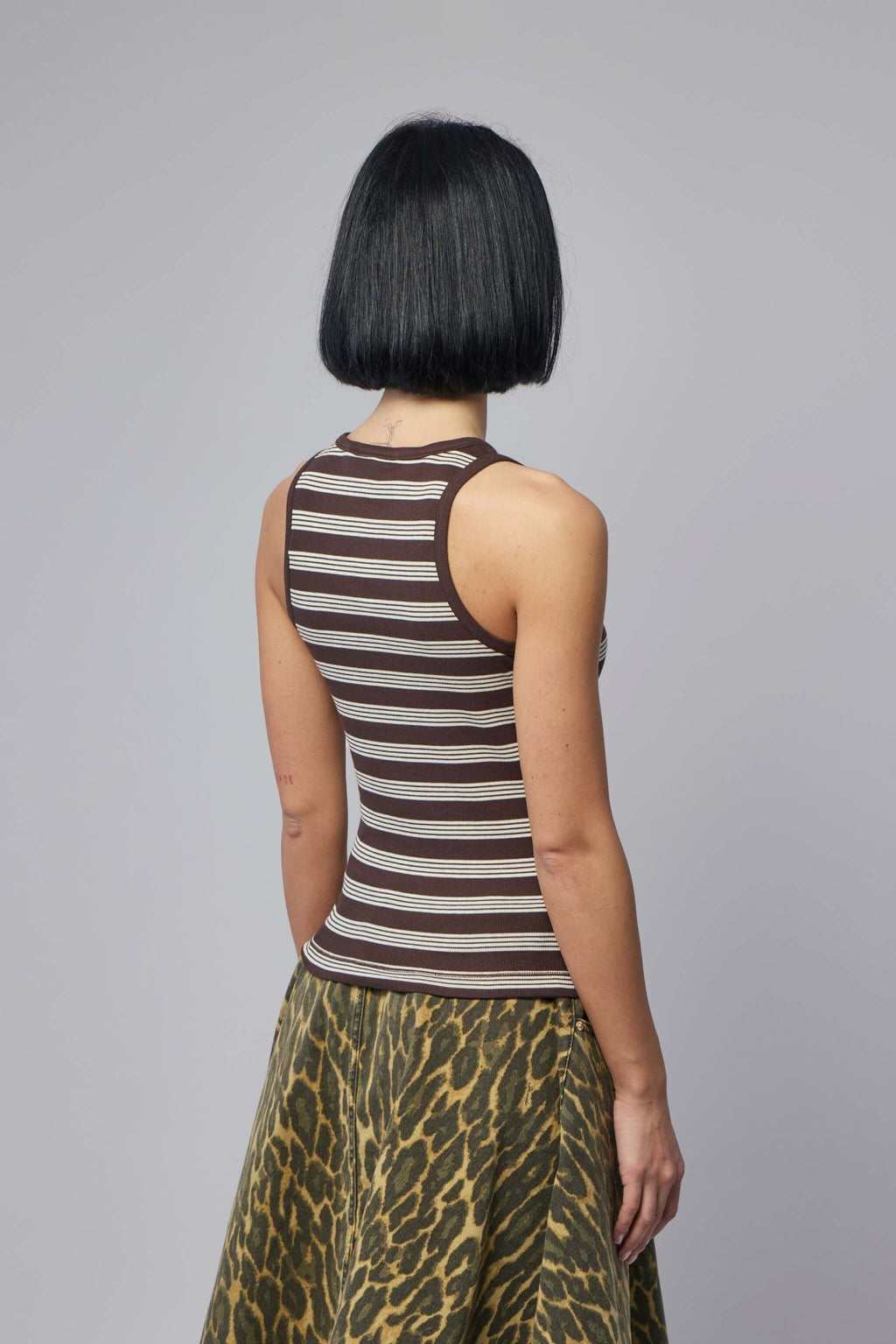 Ganni - Soft Cotton Rib Tank Top Stripe - LABELS