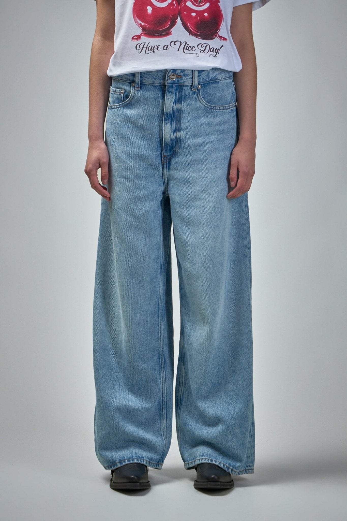Ganni Wide-Leg Jeans - Soft Rigid Denim Baggy – LABELS