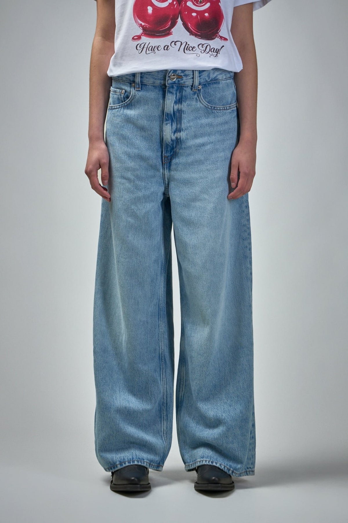 Ganni Wide-Leg Jeans - Soft Rigid Denim Baggy – LABELS