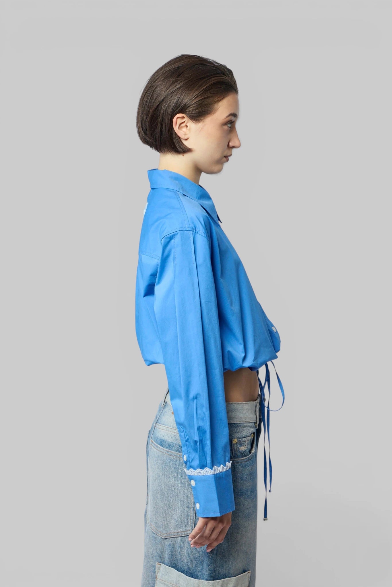 Ganni - Stretch Cotton Cropped Bowling Shirt - LABELS