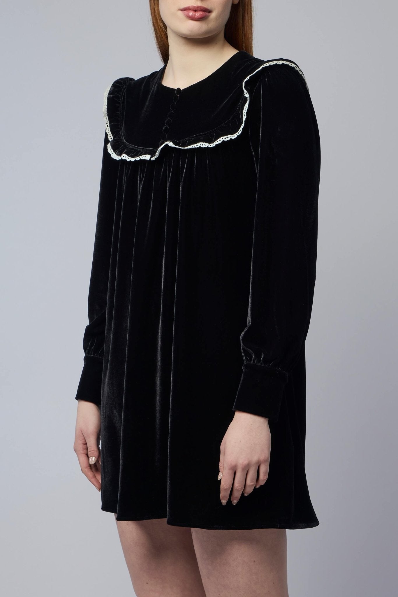 Ganni Mini Dresses - Stretch Velvet Jersey Collar LABELS Ganni Mini Dresses - Stretch Velvet Jersey Collar LABELS