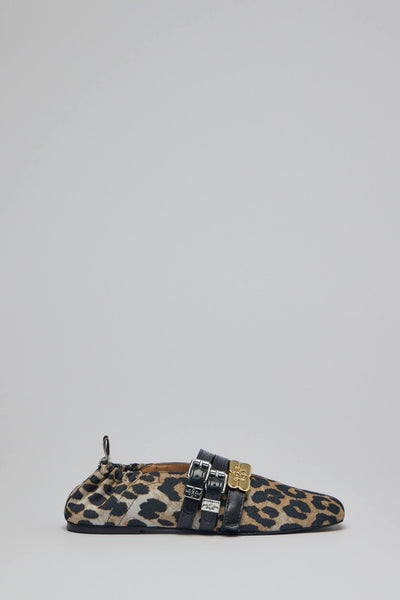 Sue Triple Ballerina Flocked Denim Printed