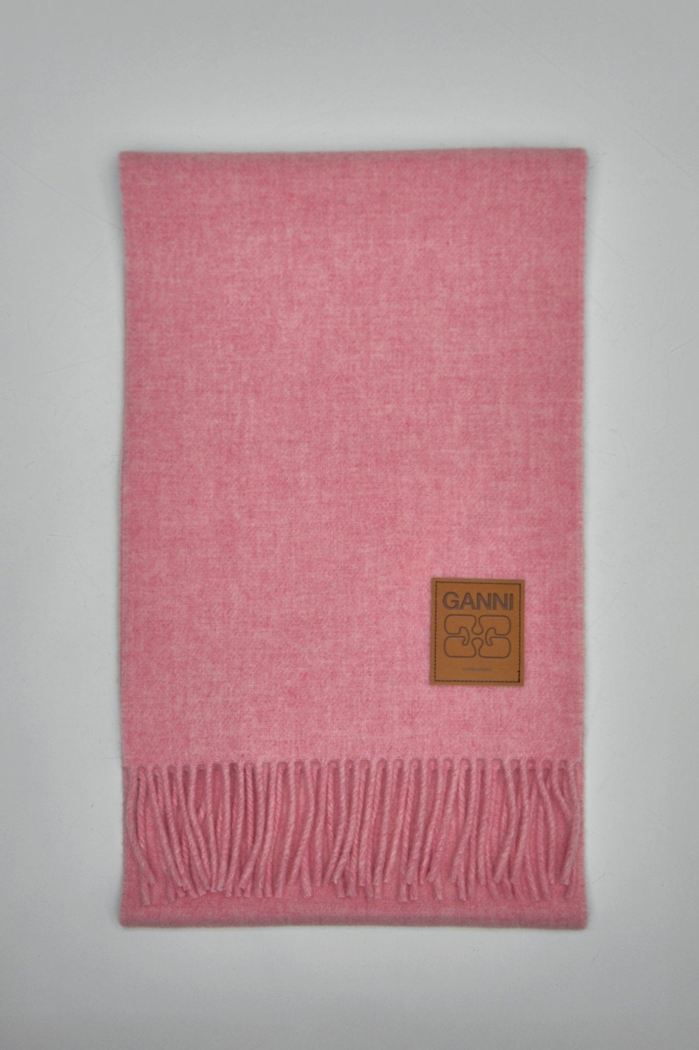 Ganni Knitwear Wool Scarf - Soft Pink Brushed – LABELS