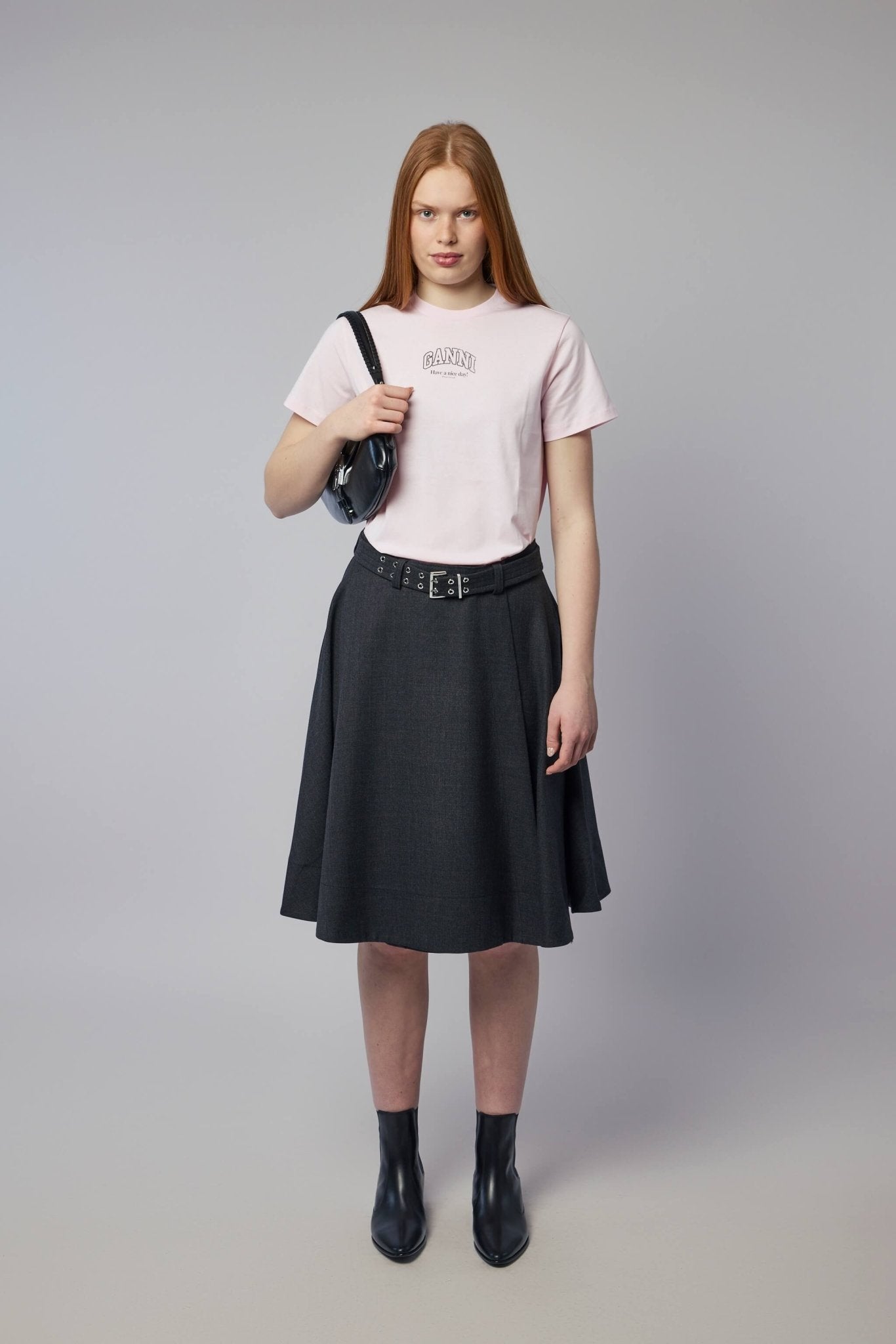 Ganni - Wool Suiting Knee Length Wrap Skirt - LABELS