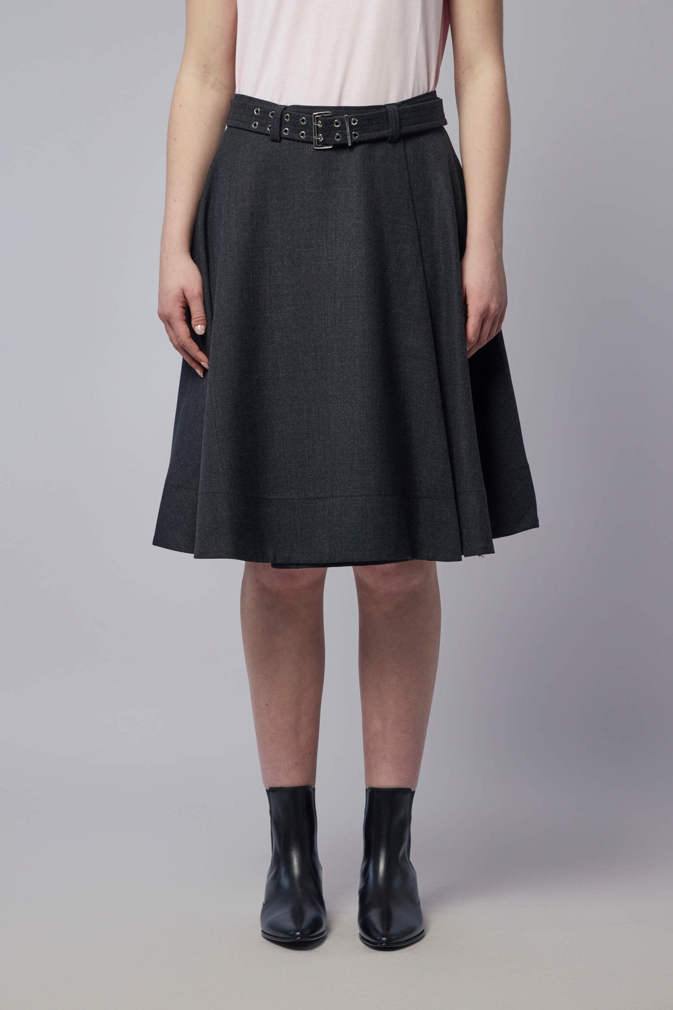 Ganni - Wool Suiting Knee Length Wrap Skirt - LABELS