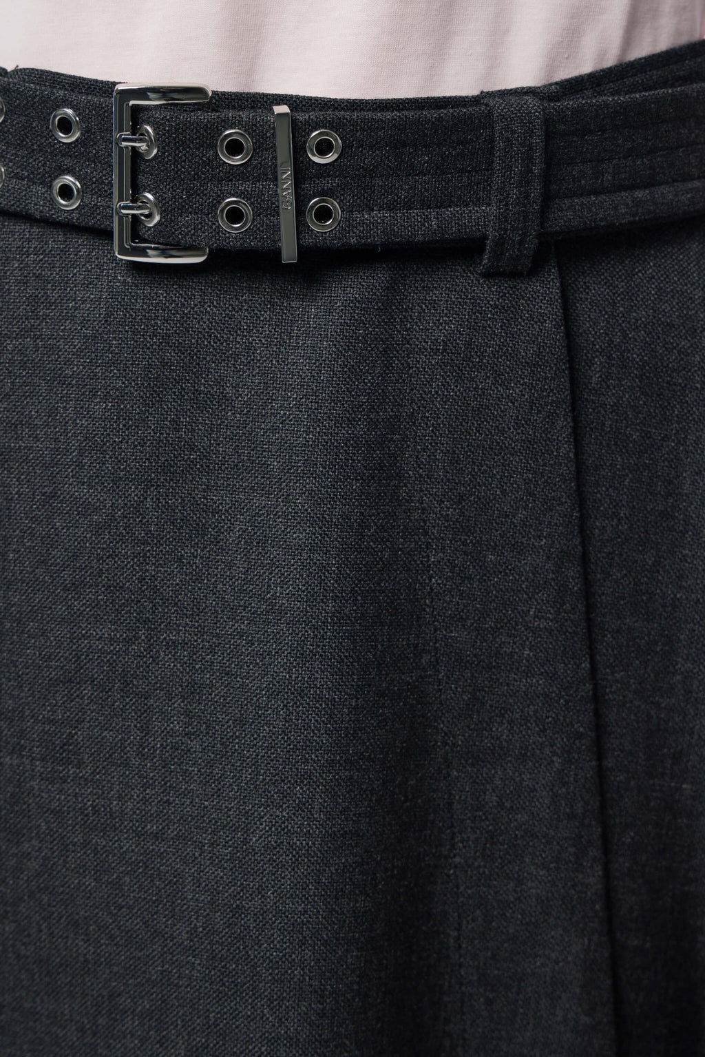 Ganni - Wool Suiting Knee Length Wrap Skirt - LABELS