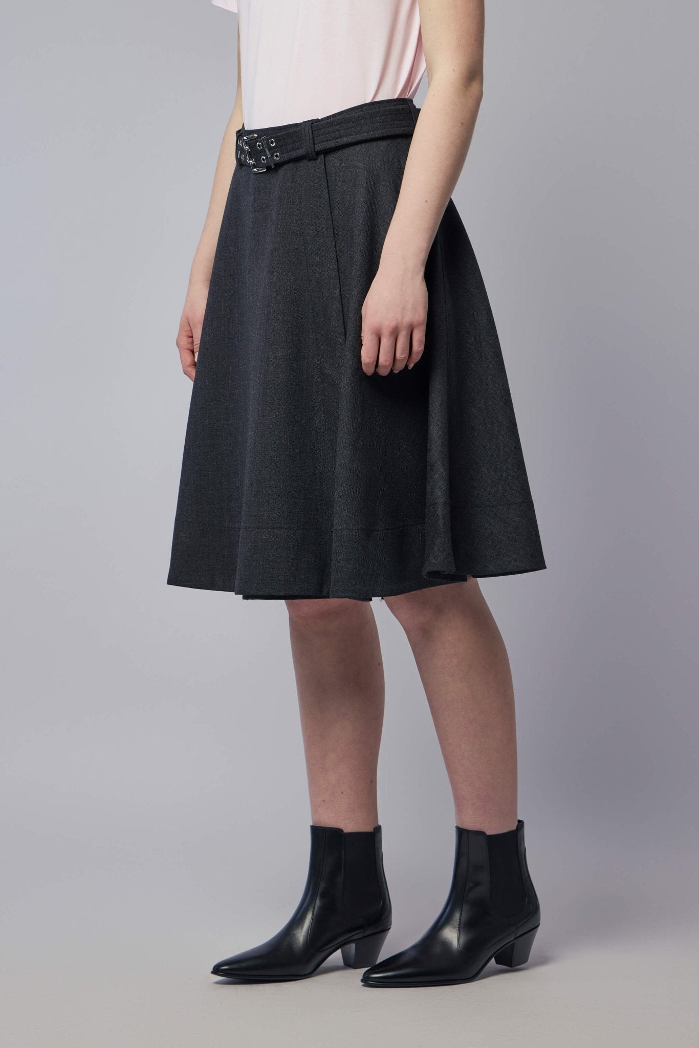 Ganni - Wool Suiting Knee Length Wrap Skirt - LABELS