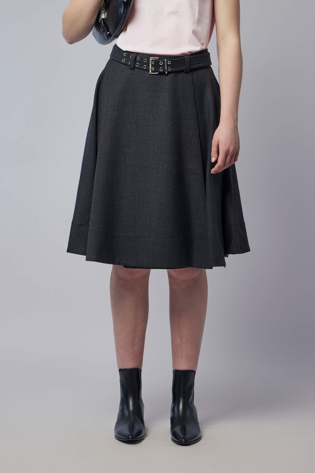 Ganni - Wool Suiting Knee Length Wrap Skirt - LABELS