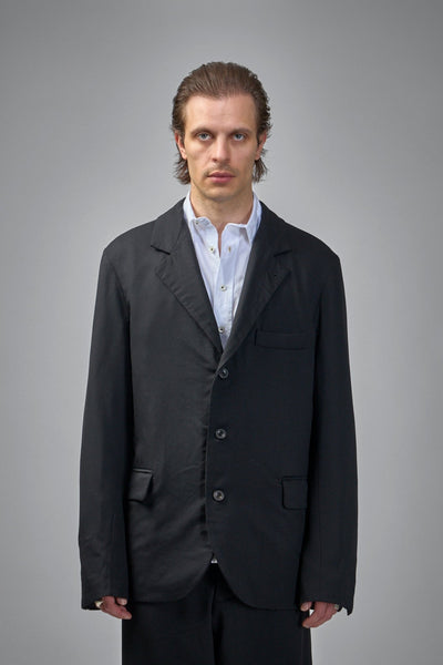 3-button Single-breasted Peak-lapel Hand Pad-stitched Jacket