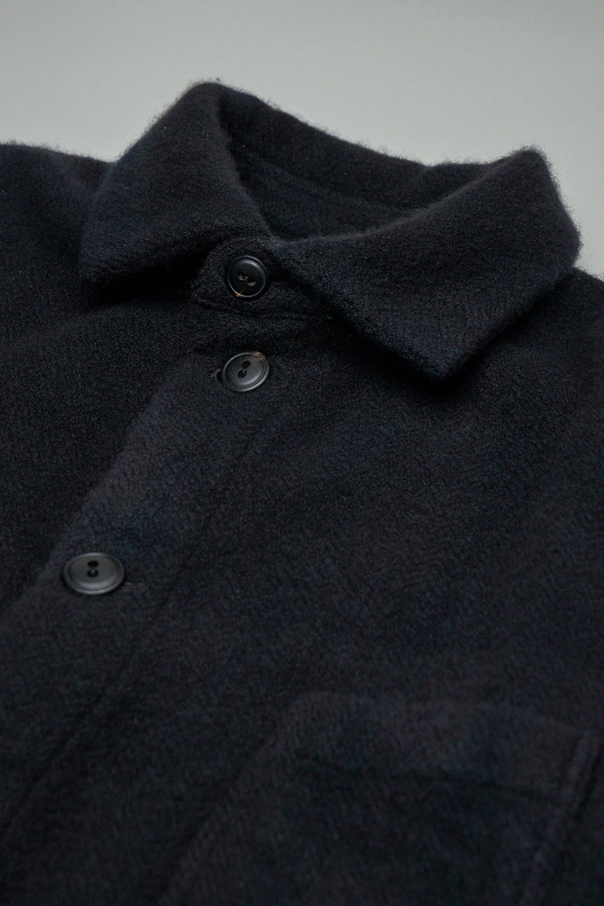 Detail shot of hand-dyed cashmere texture and four-pocket design, view 5