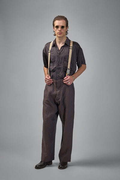 Asymmetric Swing Back Exaggerated Volume Short Sleeve Workshirt Hand Dyed