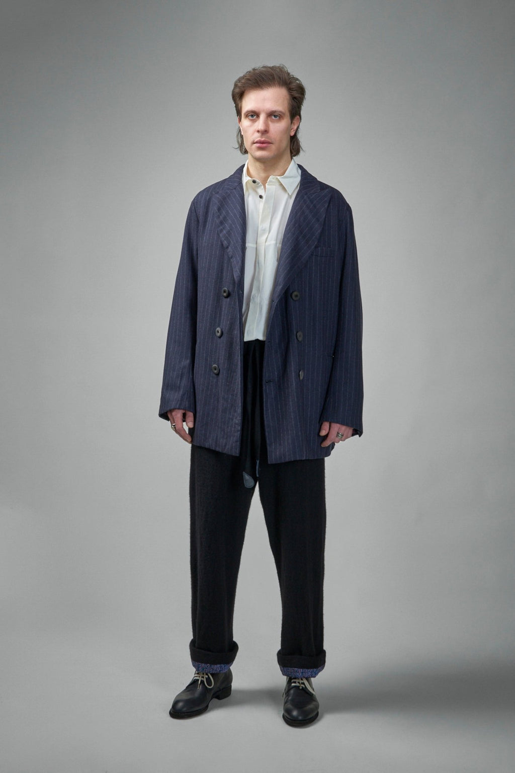 Geoffrey B. Small - Elongated Double - Breasted, 6 Buttons, Double Vent Tailored Jacket - LABELS