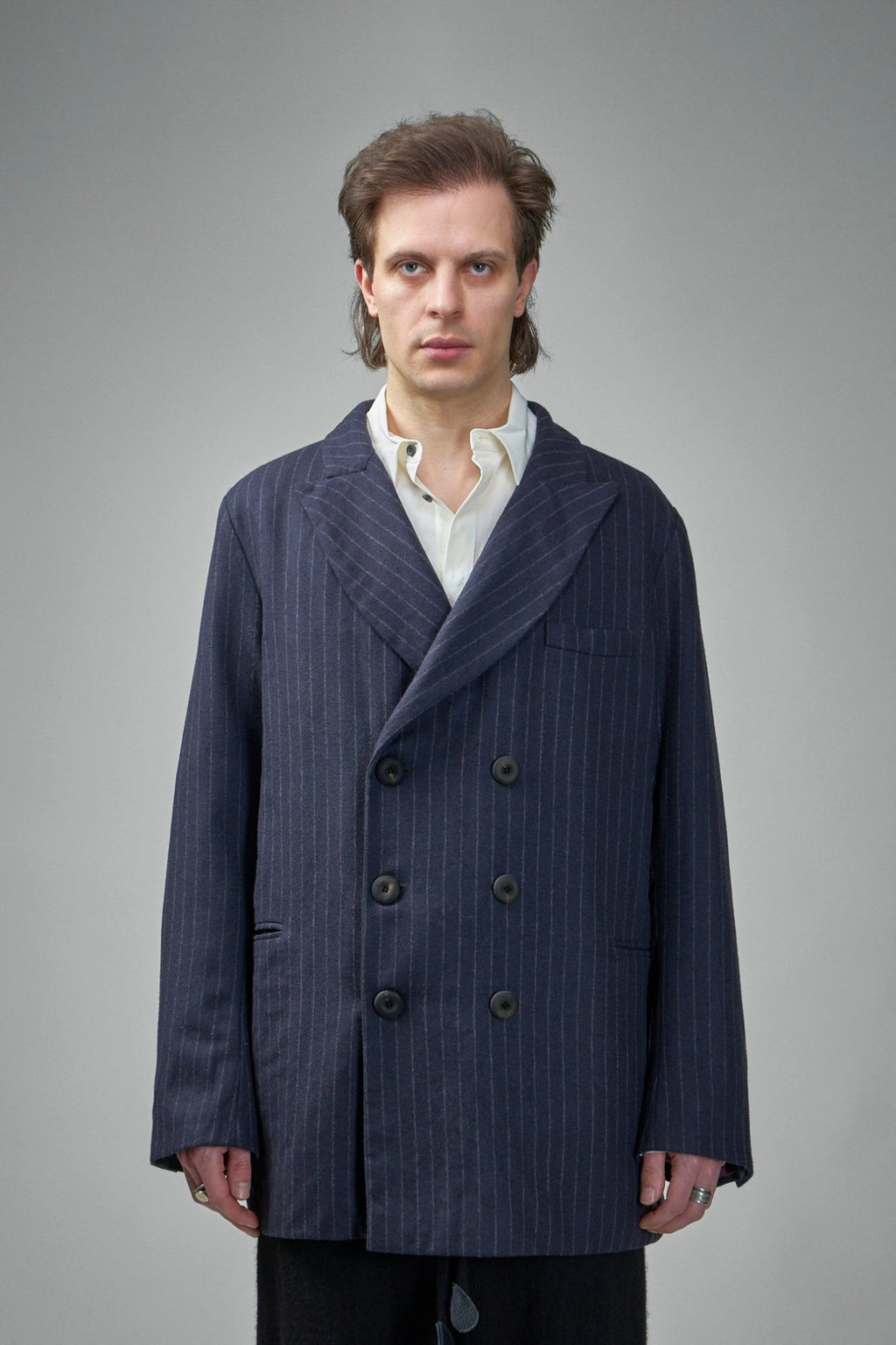 Geoffrey B. Small - Elongated Double - Breasted, 6 Buttons, Double Vent Tailored Jacket - LABELS