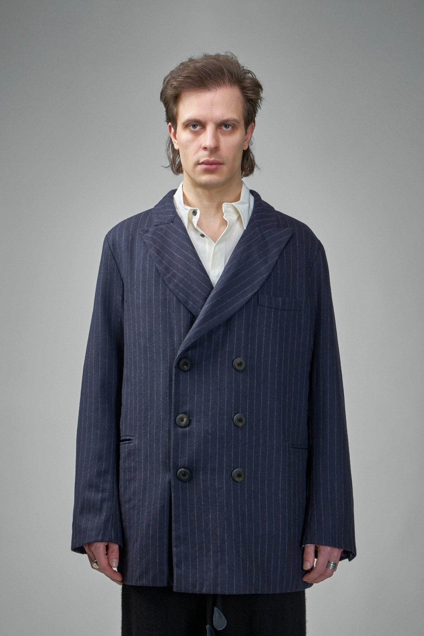 Geoffrey B. Small - Elongated Double - Breasted, 6 Buttons, Double Vent Tailored Jacket - LABELS