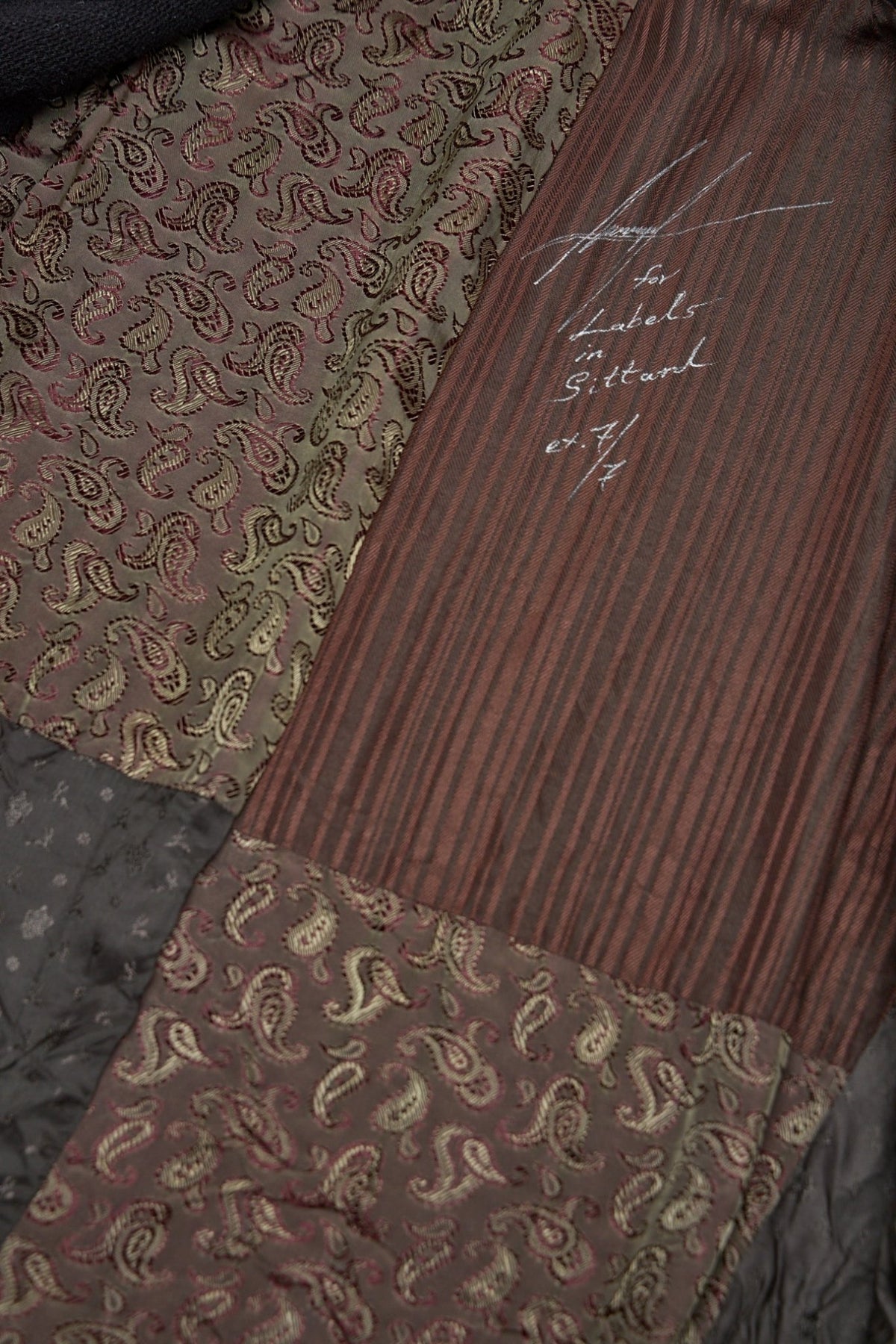 Detail shot of Fontana real horn buttons and monk's twill fabric texture, view 7