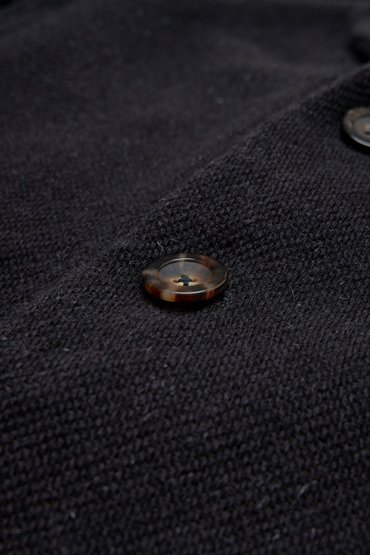 Detail shot of Fontana real horn buttons and monk's twill fabric texture, view 6