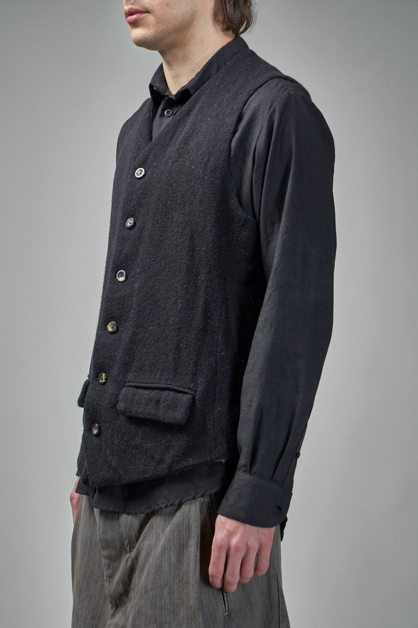 Geoffrey B. Small - Single Breasted 6 - Buttons Central, Single Vent Waistcoat - LABELS