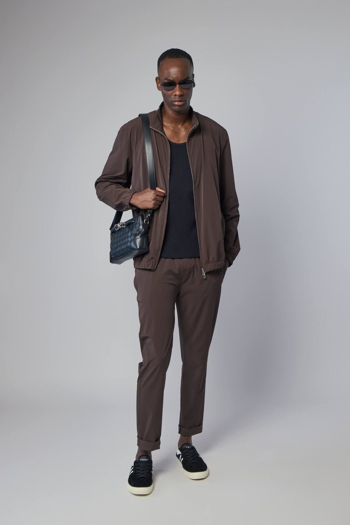 Back view showing comfortable fit and modern tailoring details