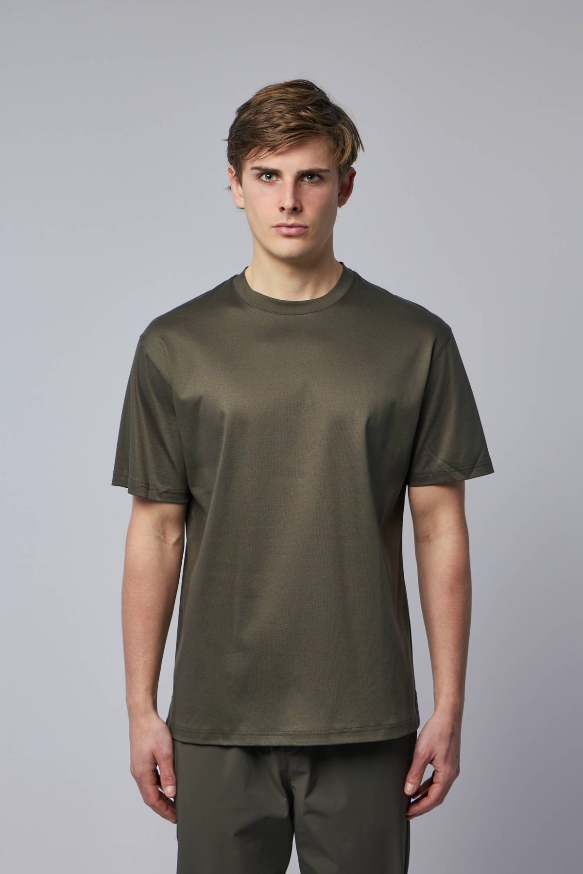 Close-up detail of mercerized cotton fabric texture on Gogetti t-shirt