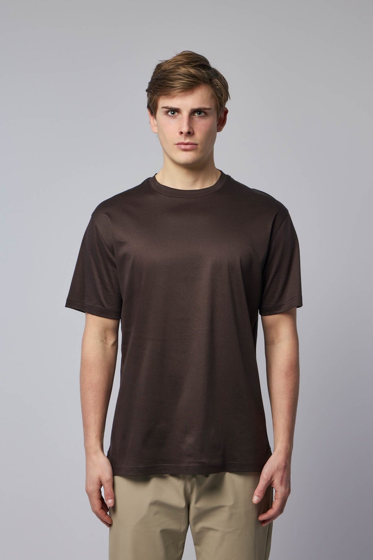 Gogetti T-Shirts in rich brown mercerized cotton with crew neck design