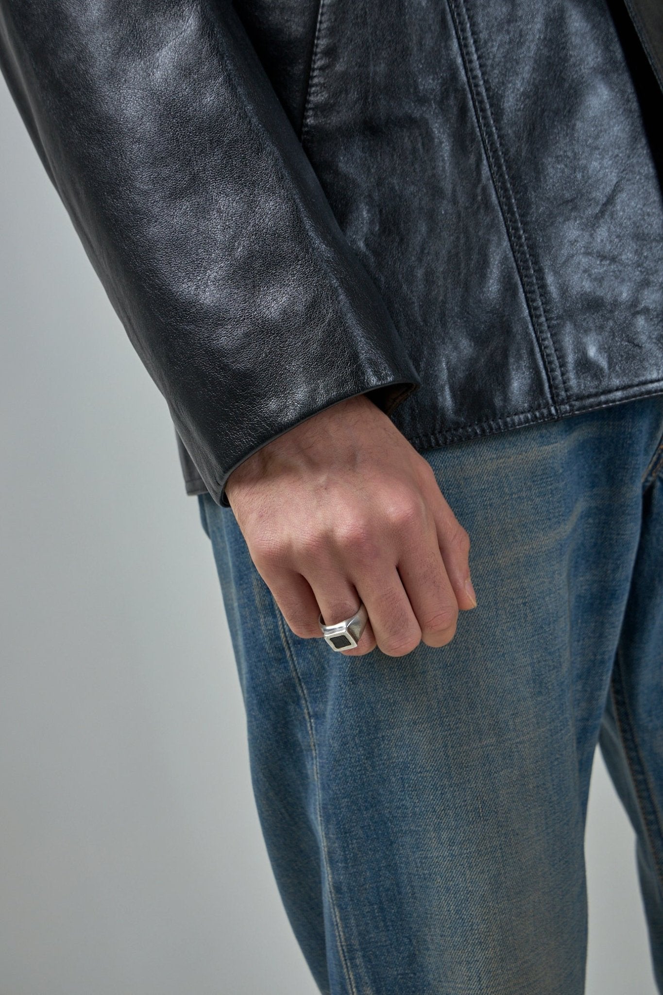 Guidi - Silver Ring w/ Kangaroo Leather 925 - LABELS