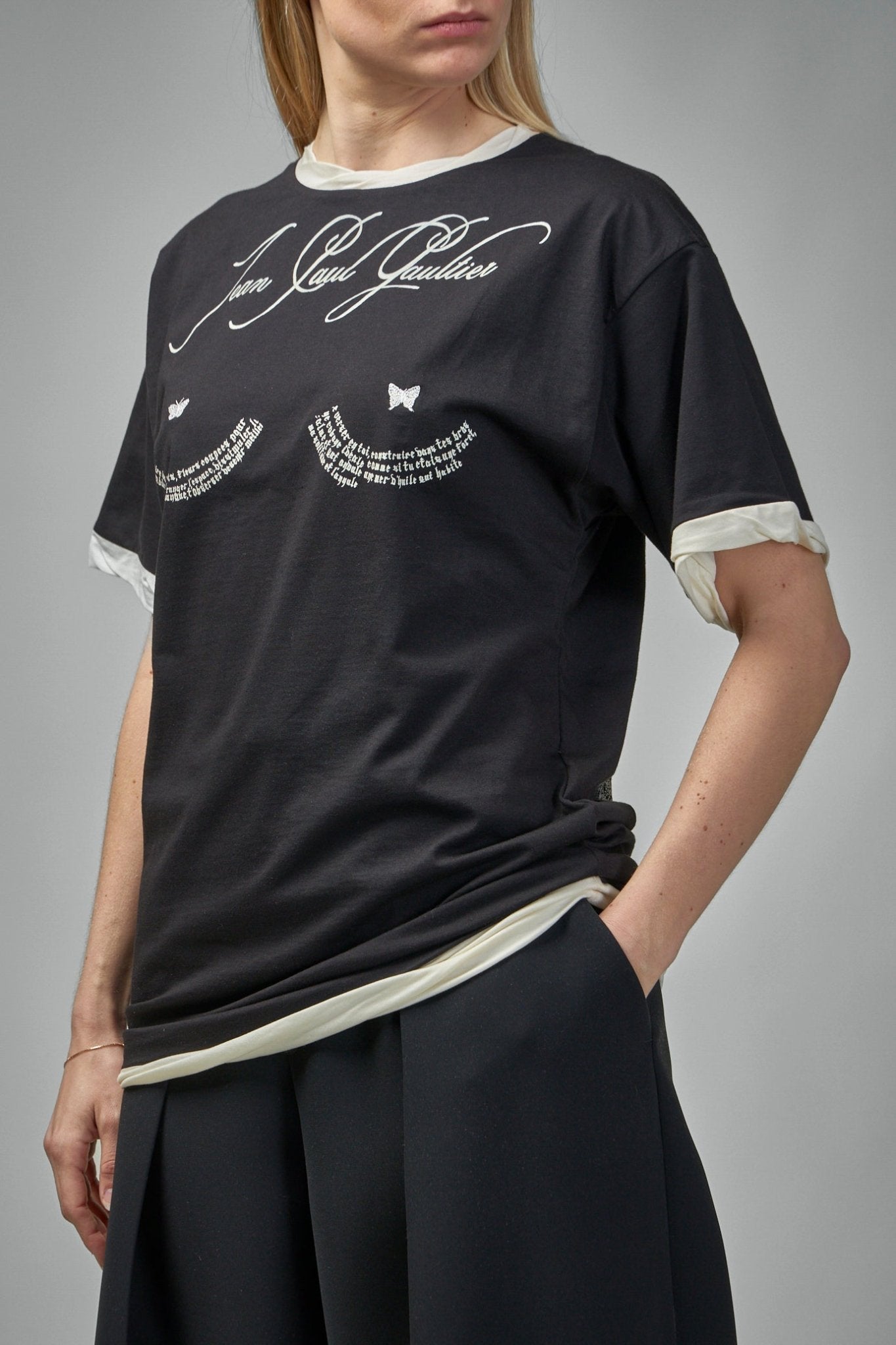 Jean Paul Gaultier - Cotton Asymetric T-Shirt Printed ''Tattoo" - LABELS