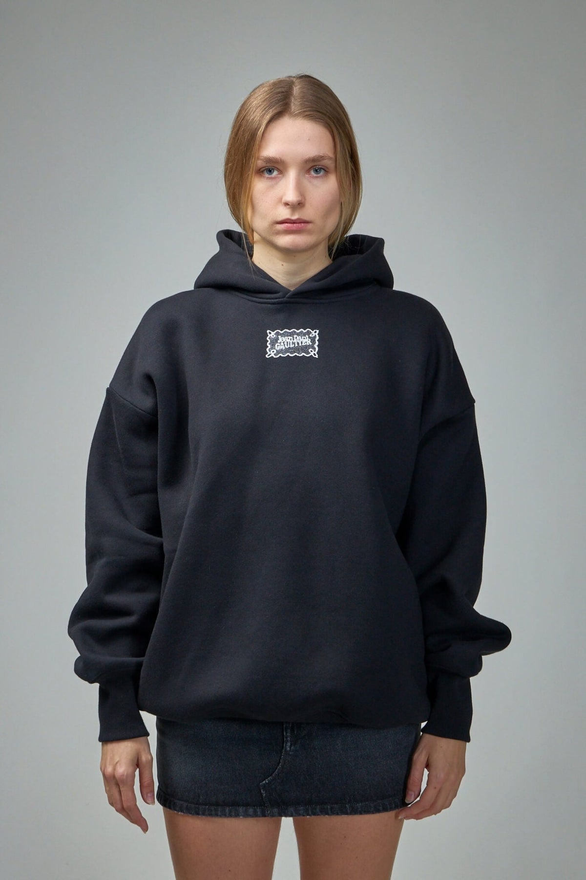Jean Paul Gaultier hoodies in oversized cotton with signature lace label detail