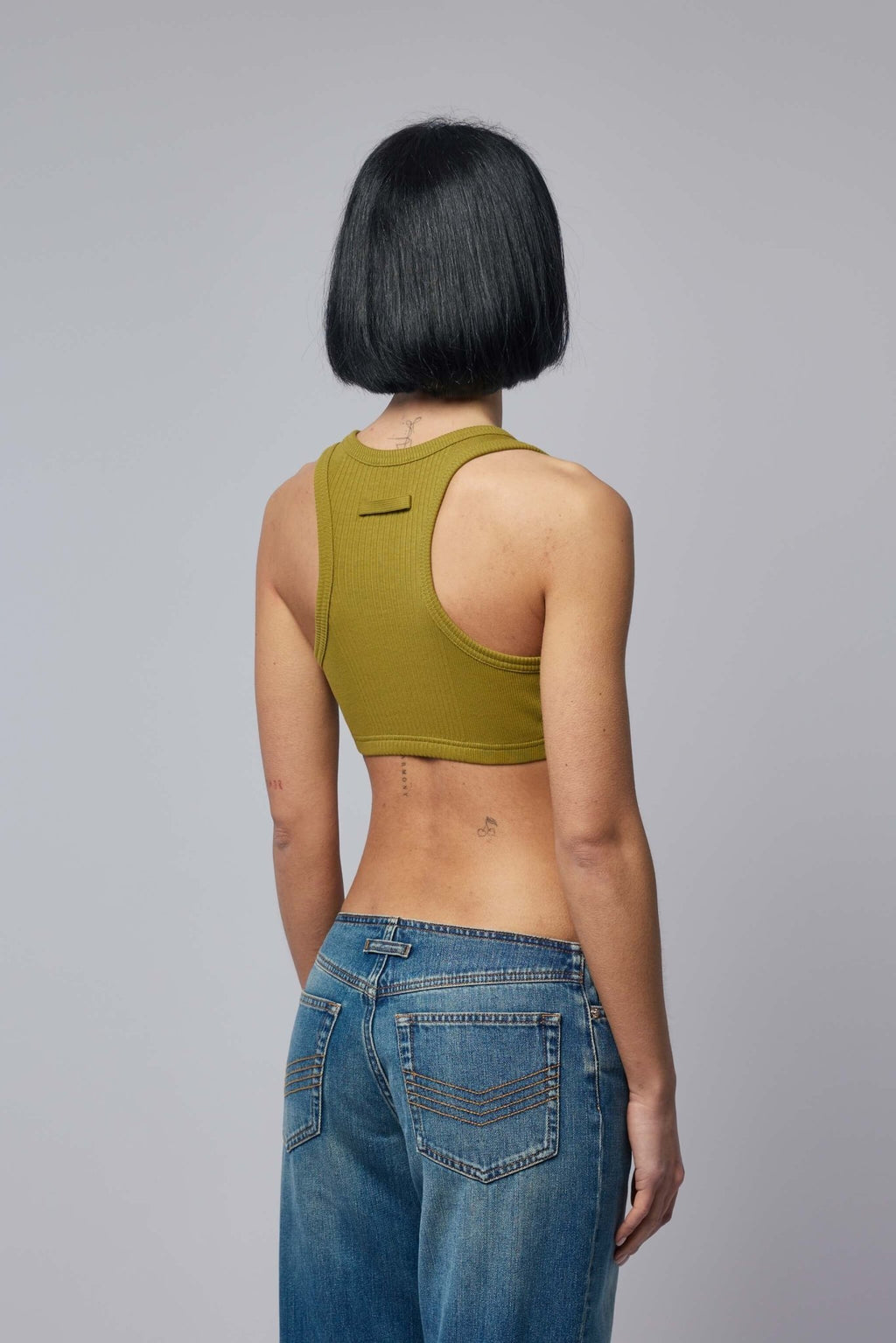 Jean Paul Gaultier - Cotton Ribbed Bra With "gaultier" Patch And Overall Buckles - LABELS