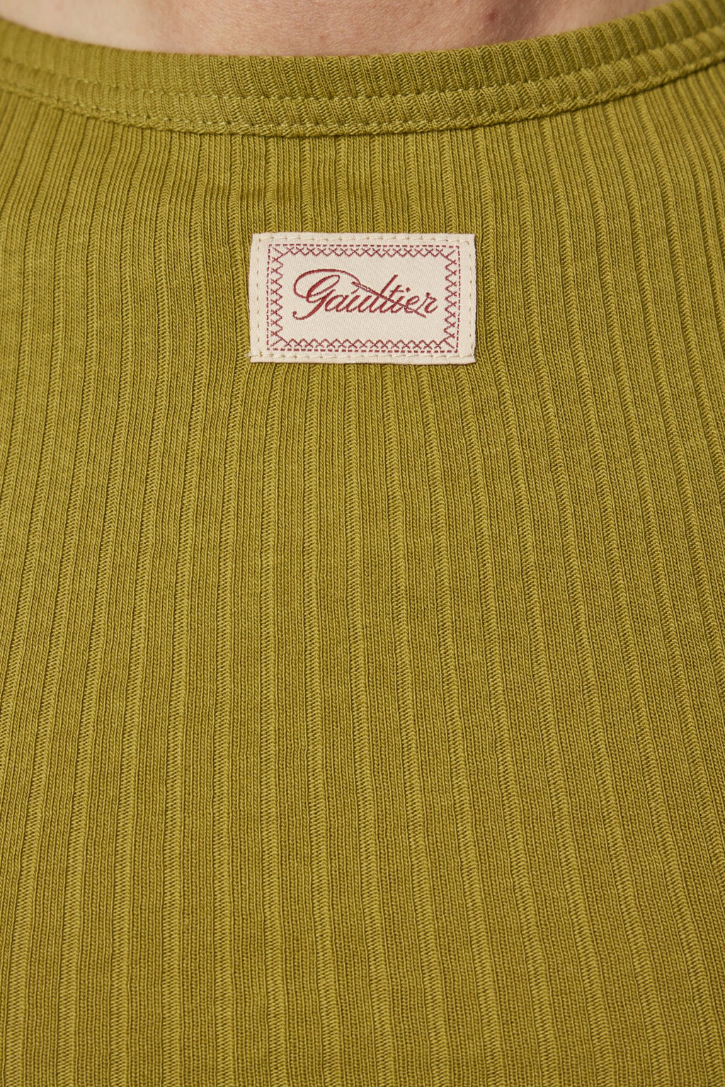 Jean Paul Gaultier - Cotton Ribbed Cropped Baby Tee With "gaultier" Patch - LABELS