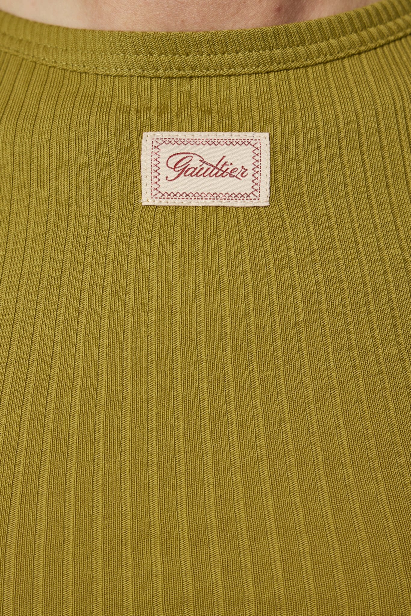 Jean Paul Gaultier - Cotton Ribbed Cropped Baby Tee With "gaultier" Patch - LABELS