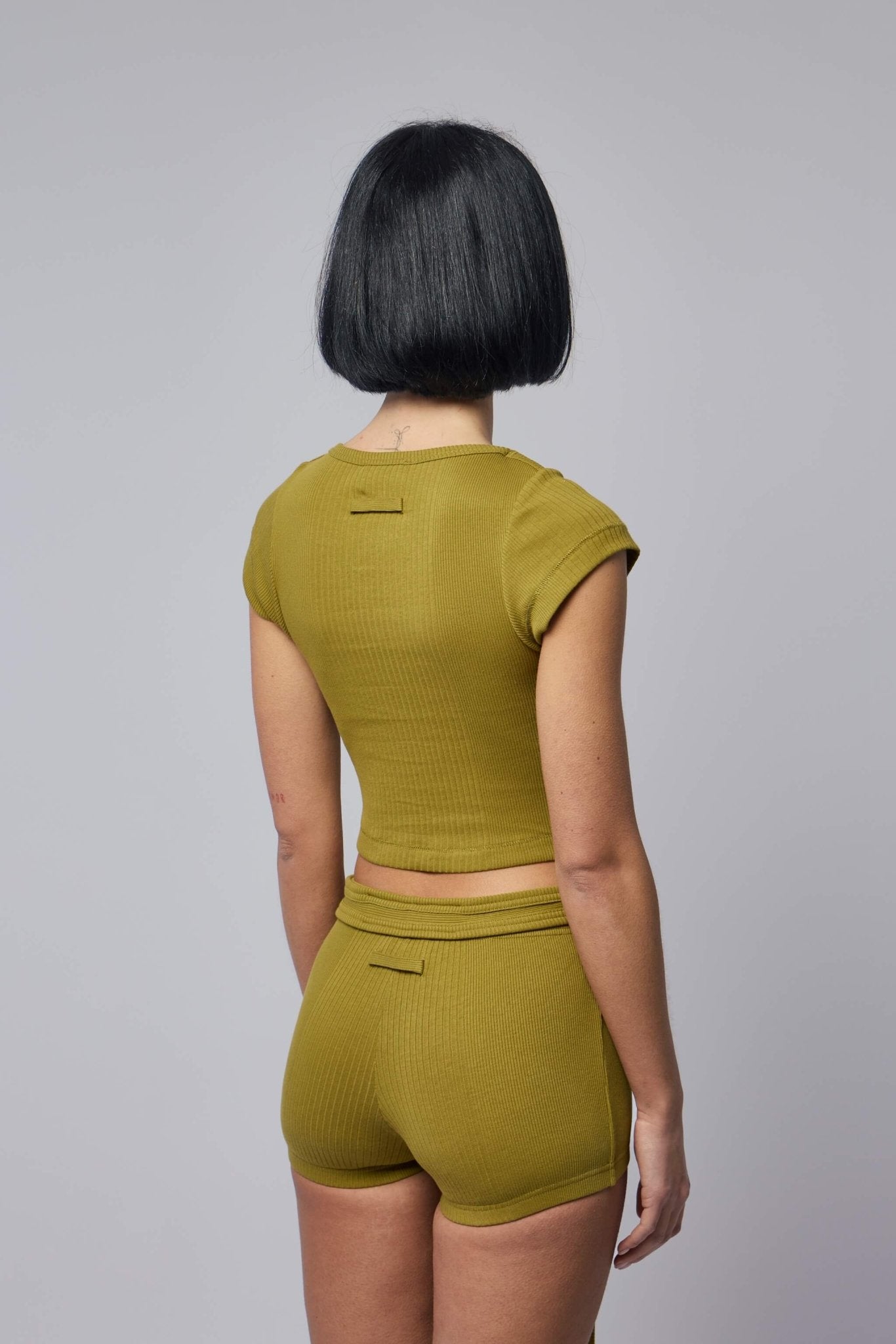 Jean Paul Gaultier - Cotton Ribbed Cropped Baby Tee With "gaultier" Patch - LABELS