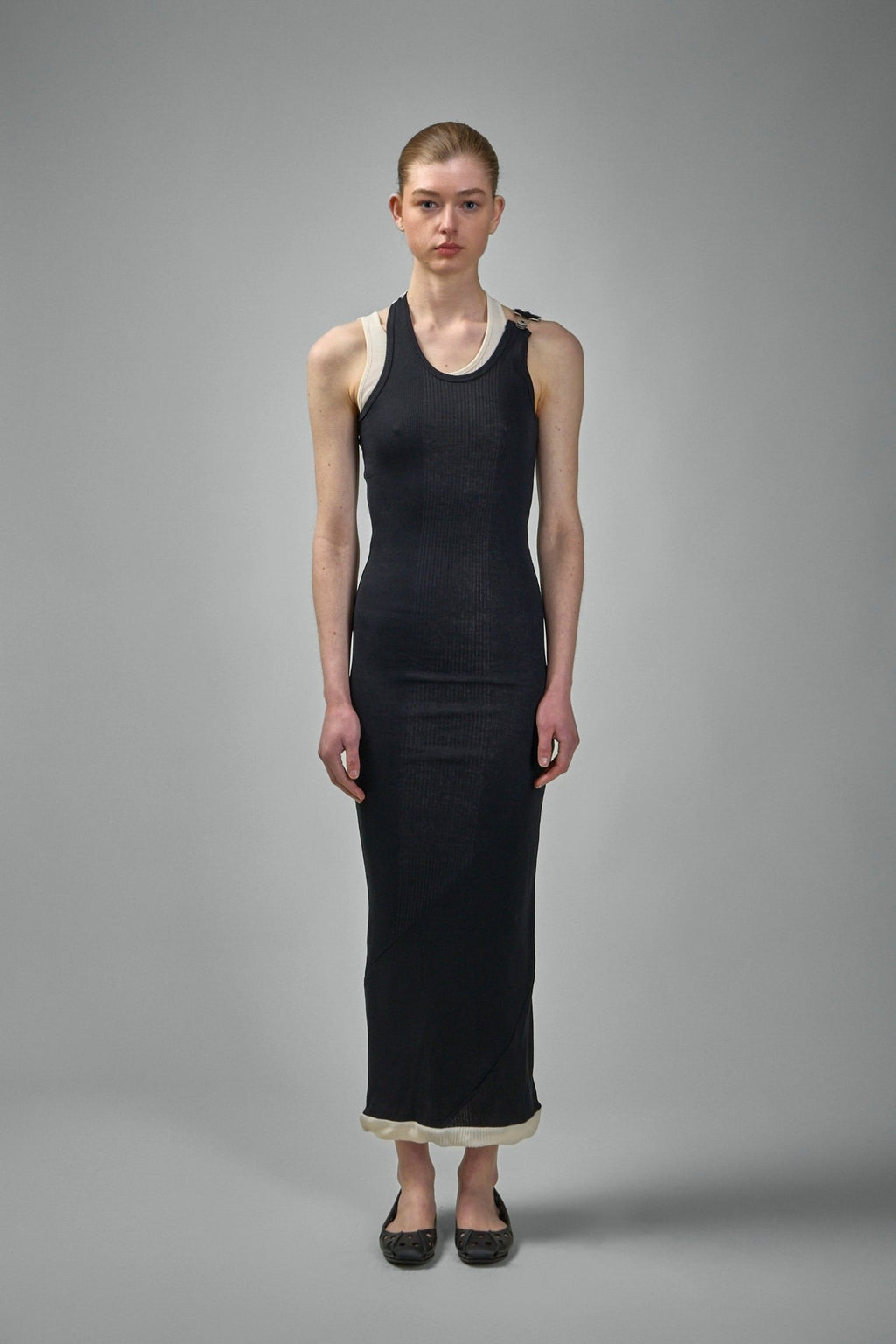 Jean Paul Gaultier - Cotton Ribbed Twisted Double Layer Sleeveless Dress - LABELS