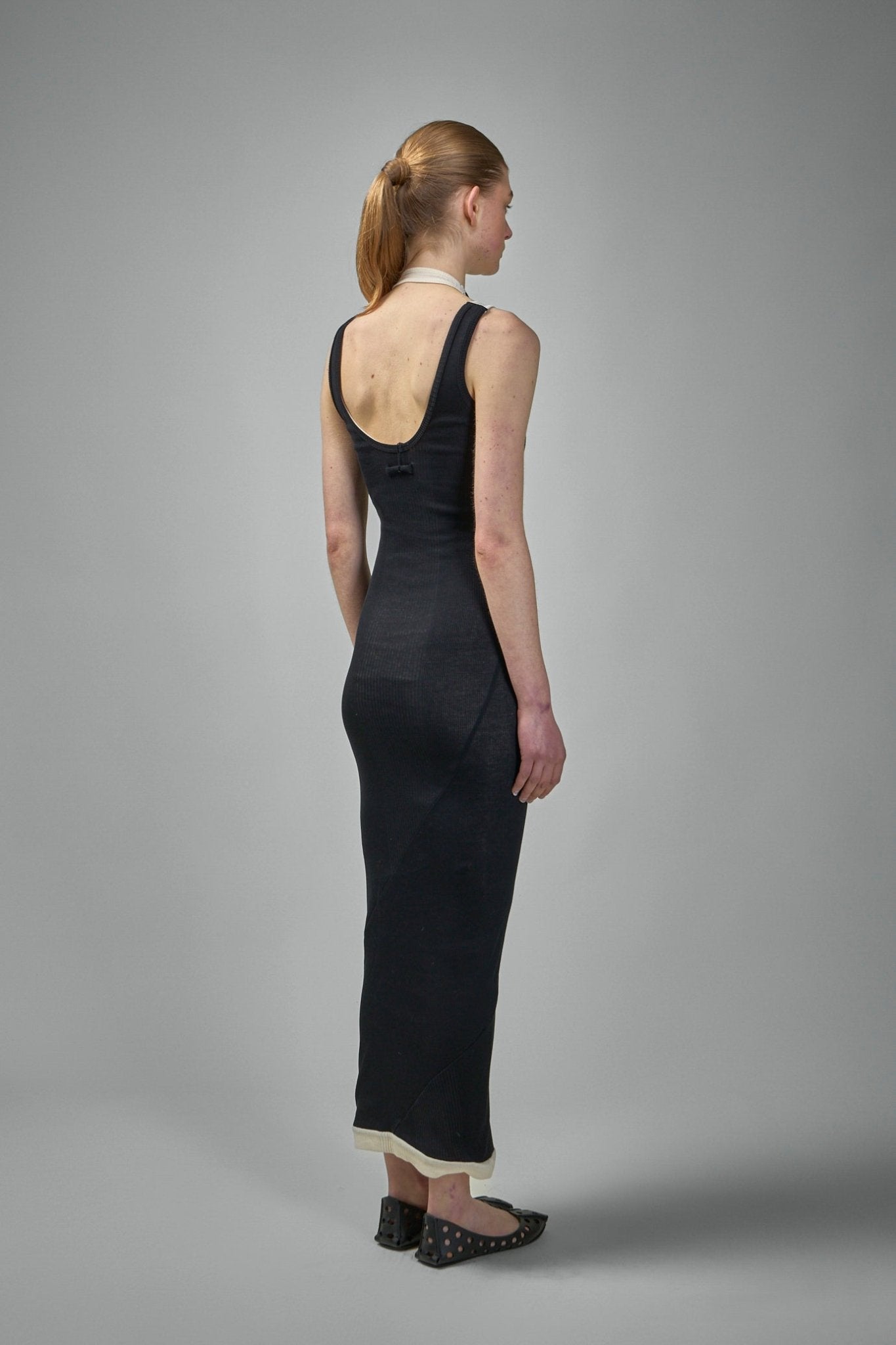 Jean Paul Gaultier - Cotton Ribbed Twisted Double Layer Sleeveless Dress - LABELS