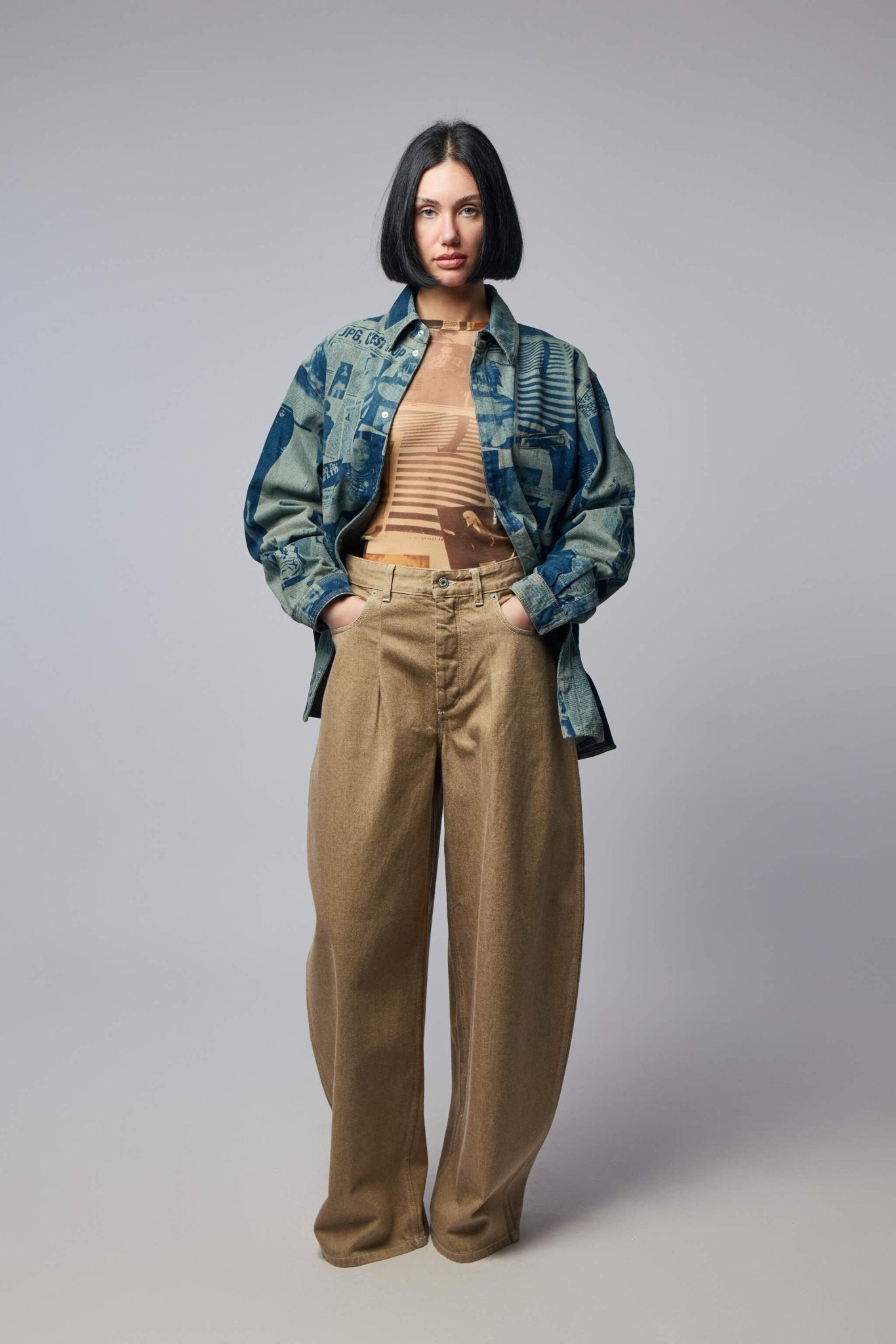 Jean Paul Gaultier - Denim Shirt With Newspaper Print - LABELS