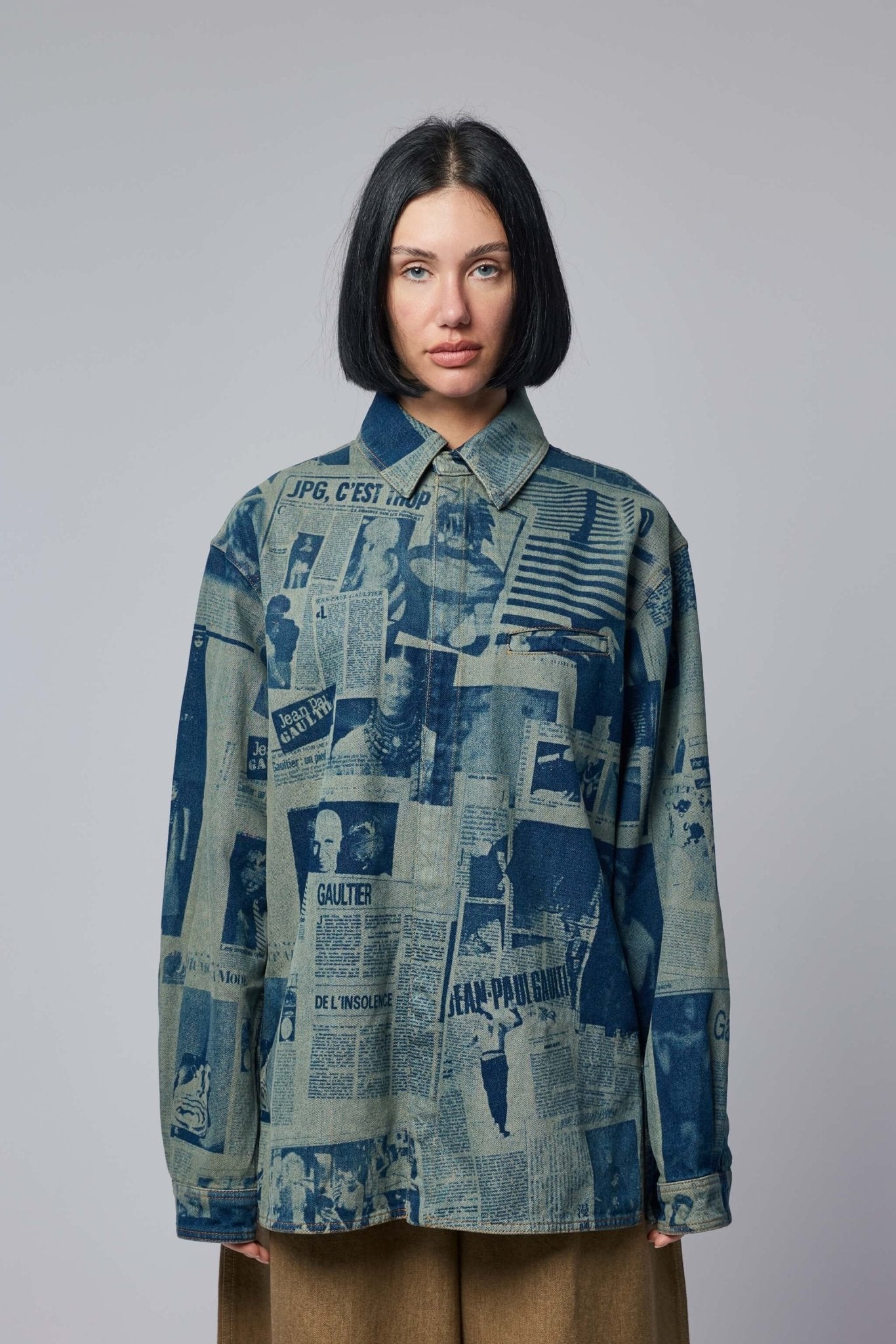 Jean Paul Gaultier - Denim Shirt With Newspaper Print - LABELS