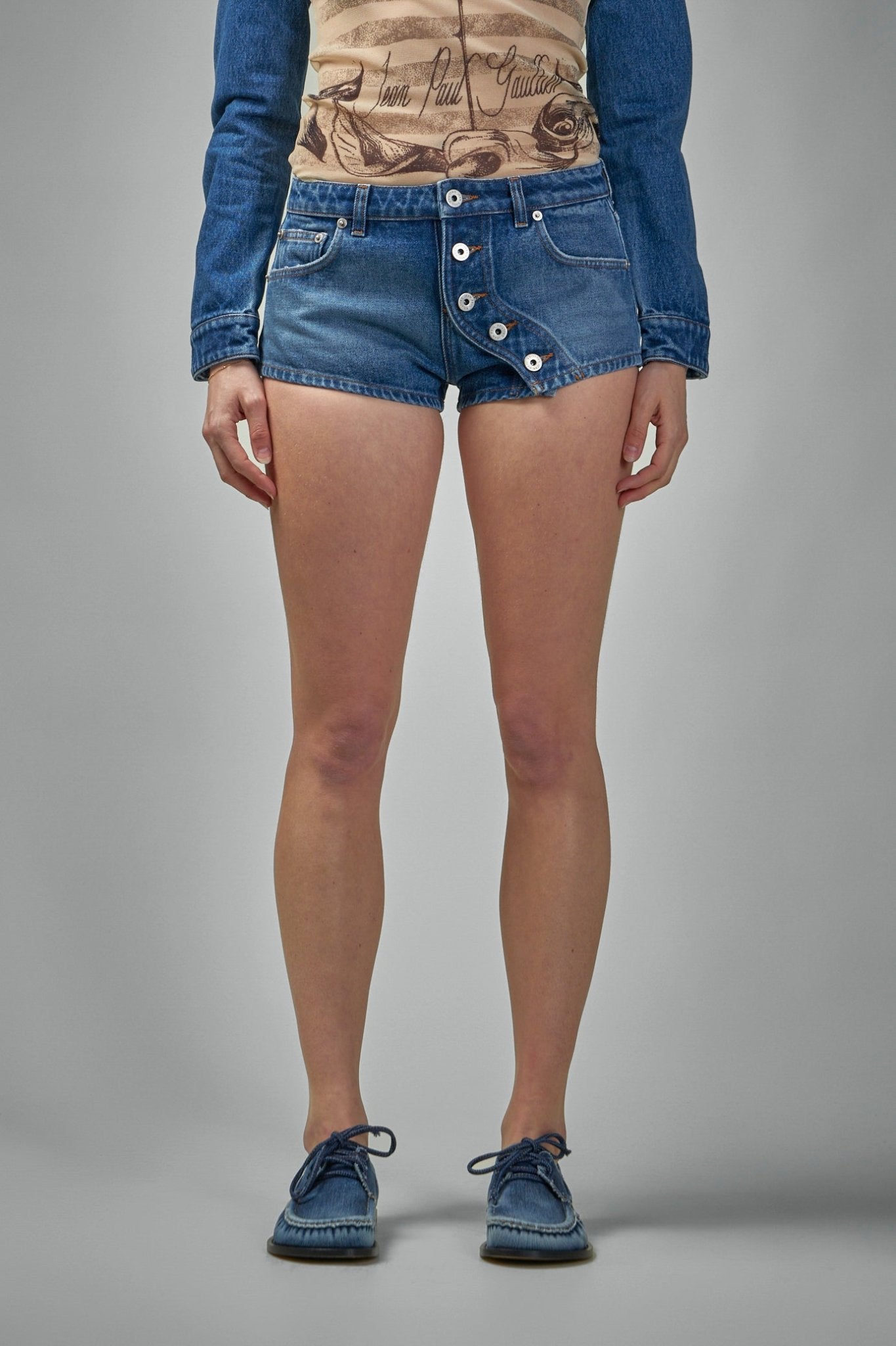 Jean Paul Gaultier Denim Short With Buttons Details – LABELS