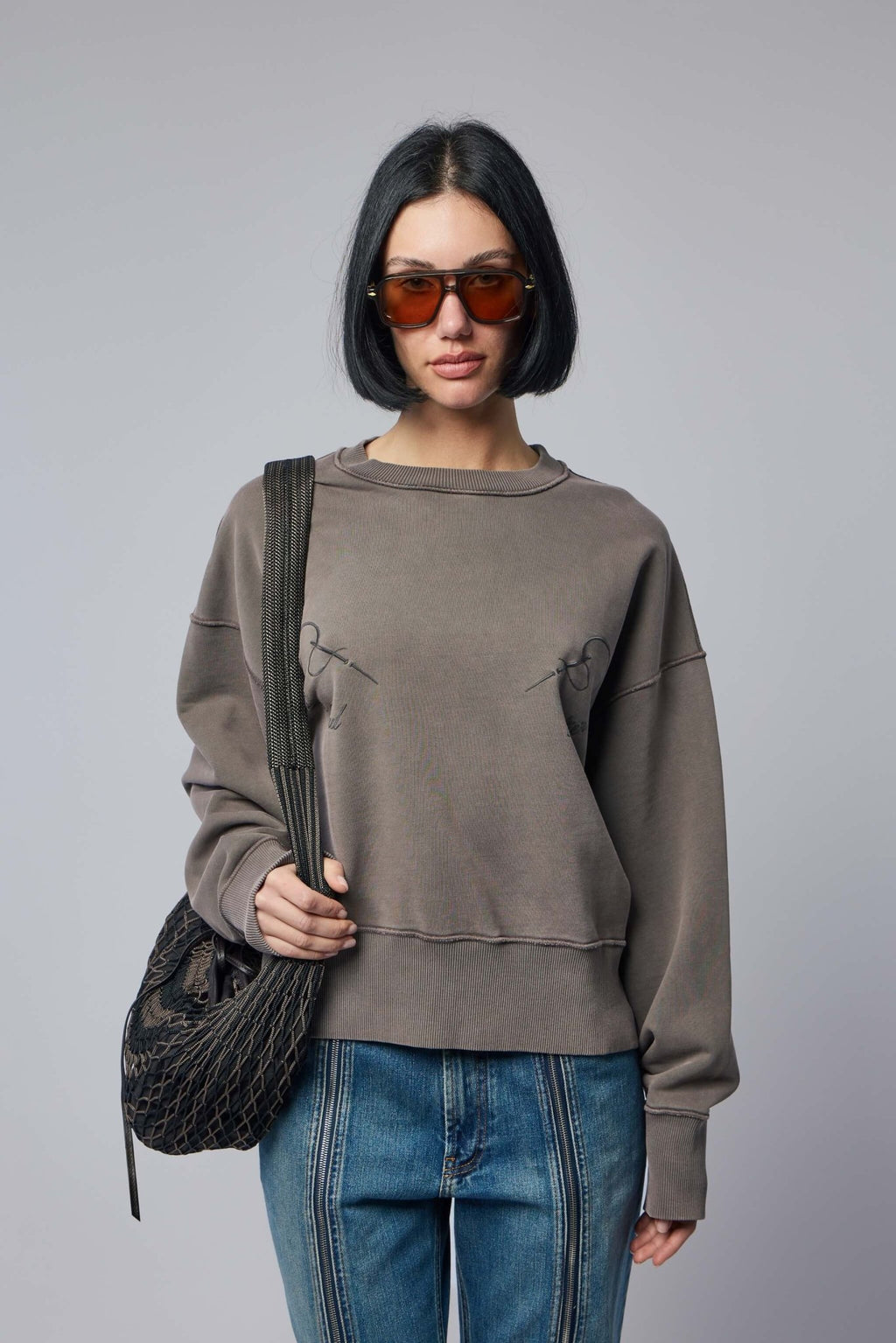 Jean Paul Gaultier - Fleece Sweatshirt Embroidered "needles Jean Paul Gaultier" - LABELS