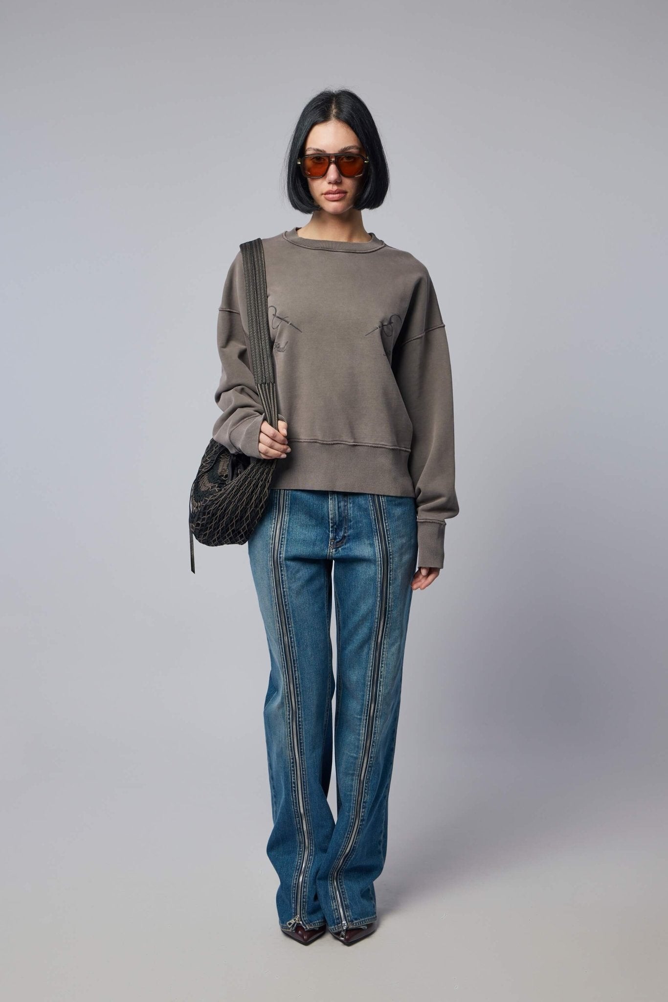 Jean Paul Gaultier - Fleece Sweatshirt Embroidered "needles Jean Paul Gaultier" - LABELS