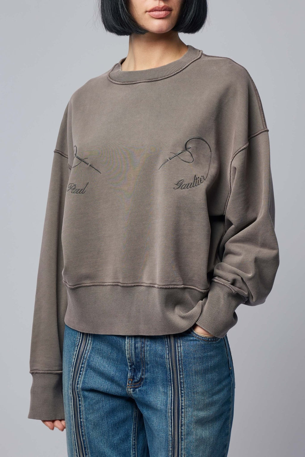 Jean Paul Gaultier - Fleece Sweatshirt Embroidered "needles Jean Paul Gaultier" - LABELS