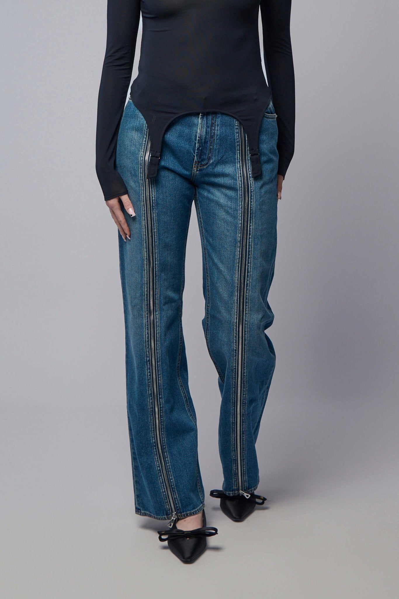 Jean Paul Gaultier Wide-Leg Pants - Front Zipped Denim – LABELS