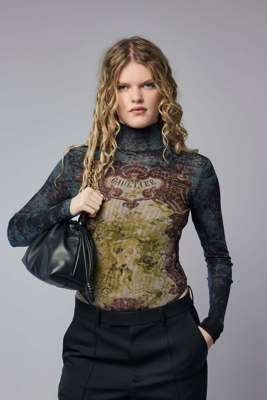 Jean Paul Gaultier - Mesh Body with Open Back Printed Medaillon - LABELS